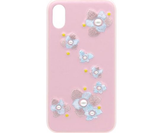 Devia Flower Embroidery Lanya Силиконовый Чехол для Apple iPhone X / XS Розовый