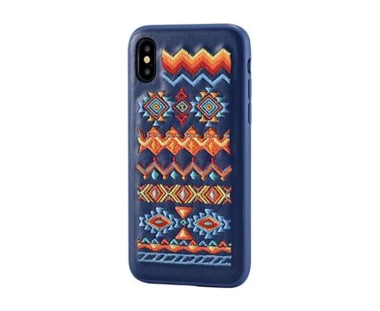 Devia Flower Embroidery Bohemian Aizmugurējais Silikona Apvalks priekš Apple iPhone X / XS Zils