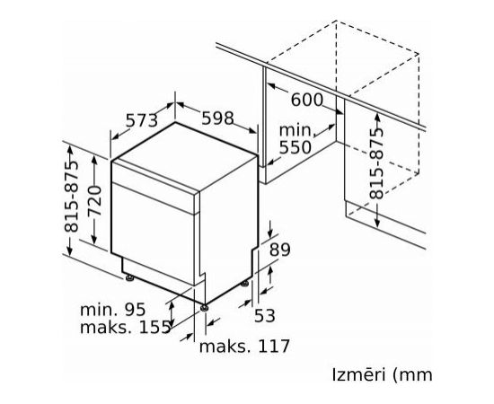 Bosch SMU46DW01S iebūvējamā trauku mazgājamā mašīna 60cm