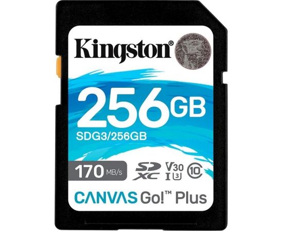 Kingston 256GB SDXC Canvas Go Plus 170R C10 UHS-I U3 V30 EAN: 740617301519