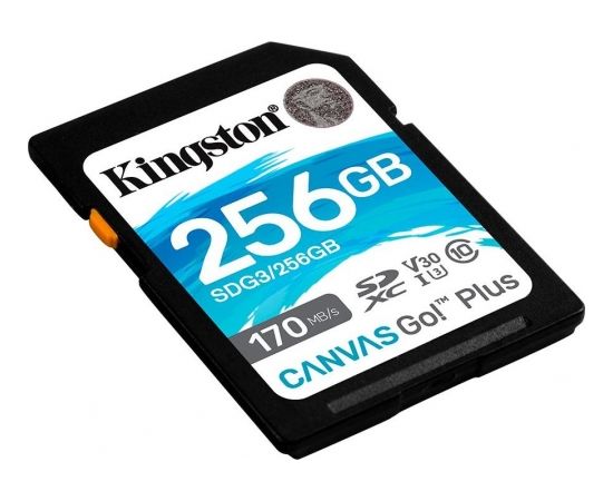 Kingston 256GB SDXC Canvas Go Plus 170R C10 UHS-I U3 V30 EAN: 740617301519