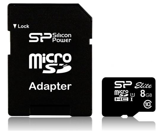 Silicon Power Elite 8GB microSDHC UHS-I 8GB GB, Micro SDHC, Flash memory class Class 10, SD
