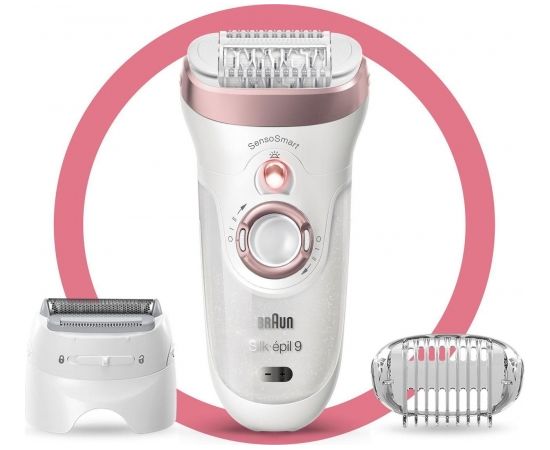 BRAUN SES 9720 epilators balts/rozā Эпиляторы, триммеры для бикини, женские бритвы