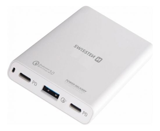 Swissten Tīkla Lādētājs Piezīmjdatoru un MacBook uzlādēšanai / 60W / PD3.0 / QC3.0 / PPS / Balts