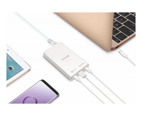 Swissten Tīkla Lādētājs Piezīmjdatoru un MacBook uzlādēšanai / 60W / PD3.0 / QC3.0 / PPS / Balts