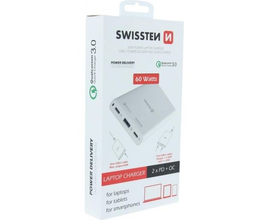 Swissten Premium Сетевое зарядное устройство Notebooks and MacBook / 60W / PD3.0 / QC3.0 / PPS /