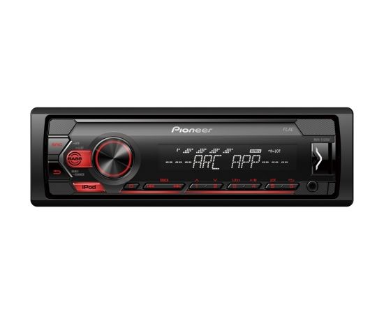 Pioneer MVH-S120UI MOSFET 4x50W;  USB,FLAC,MP3 ;FM;AUX in;1xRCA;iPhone control; balts/sarkans apgaismojums     .