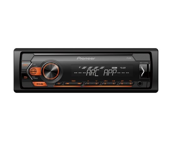 Pioneer MVH-S120UBA MOSFET 4x50W;  USB,FLAC,MP3 ;FM;AUX in;1xRCA; balts/oranžs apgaismojums     .      