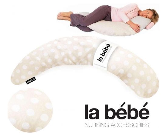 La Bebe™ Nursing La Bebe™ Moon Maternity Pillow  Art.108058 White Dots  Большая подушка для беременных с наполнителем из Memory Foam (особенно мягкий и тихий наполнитель) 185cm