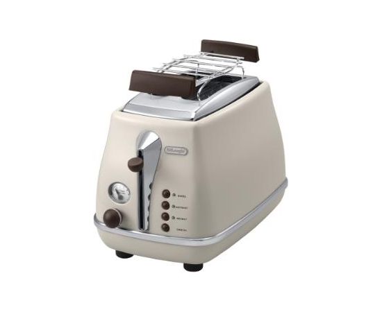 DELONGHI Icona Vintage Toaster CTOV 2103.BG 900W, Stainless steel, Crumb tray, Defrost, Beige / CTOV2103.BG