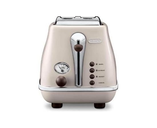 DELONGHI Icona Vintage Toaster CTOV 2103.BG 900W, Stainless steel, Crumb tray, Defrost, Beige / CTOV2103.BG