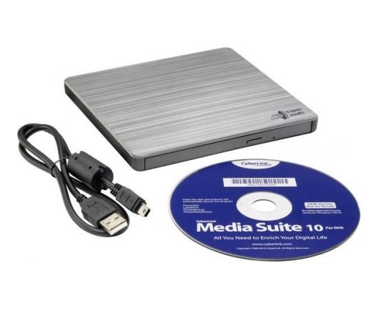 H.L Data Storage Ultra Slim Portable DVD-Writer GP60NS60 Interface USB 2.0, DVD±R/RW, CD read speed 24 x, CD write speed 24 x, Silver, Desktop/Notebook