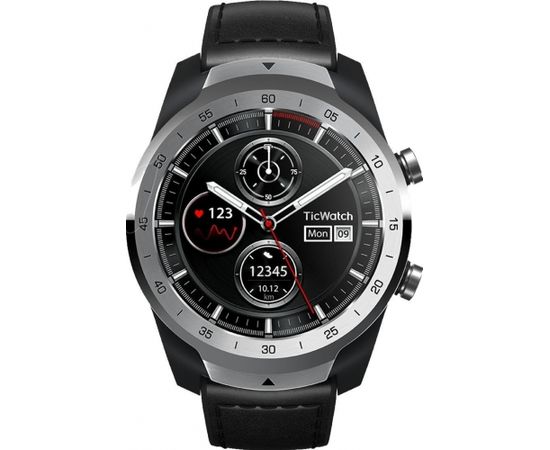 TicWatch Pro Liquid Smart watch, NFC, GPS (satellite), AMOLED, Touchscreen, Heart rate monitor, Activity monitoring 24/7, Waterproof, Bluetooth, Metal Silver