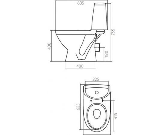 Kolo Runa WC  s ar horizontālu izvadu, tvertne 3/6l ar pievadu no apakšas, vāks ar SoftClose funkciju