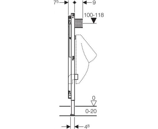 Geberit pisuāra rāmis, 112–130 cm