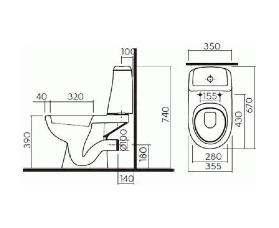 Kolo Solo WC  s ar horizontālu izvadu, tvertne 3/6l ar pievadu no apakšas, vāks ar SoftClose funkciju