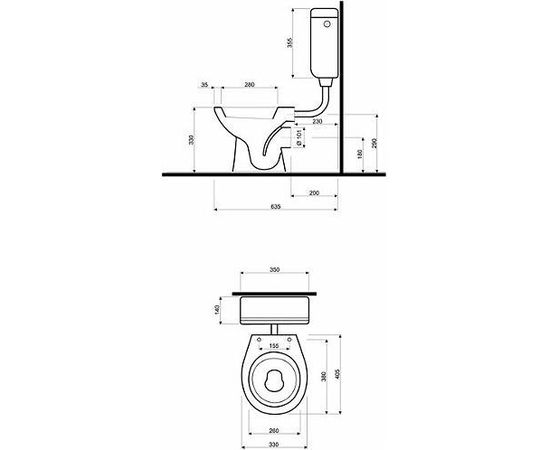 Kolo Nova Pro Junior pie grīdas stiprināms WC  a apakša, 33 cm augsta, horizontāls izvads