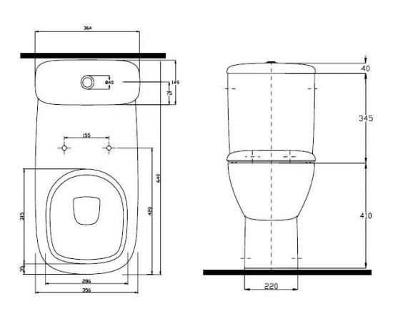 Kolo Style WC  s ar universālu izvadu, tvertne 3/6l ar pievadu no apakšas