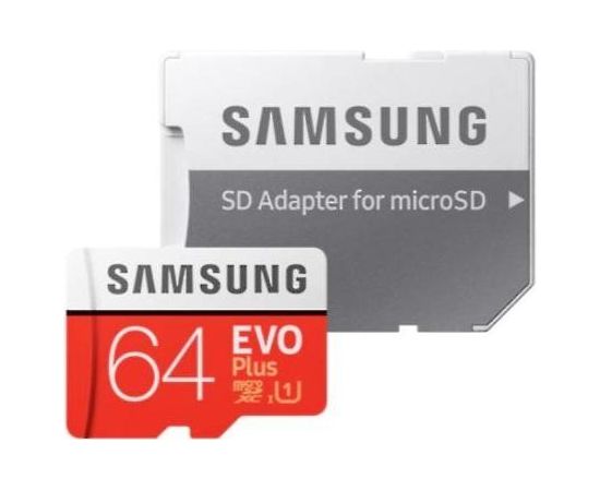 Samsung EVO+ Plus 64GB microSD + adapter class 10 Atmiņas kartes micro SD SDHC