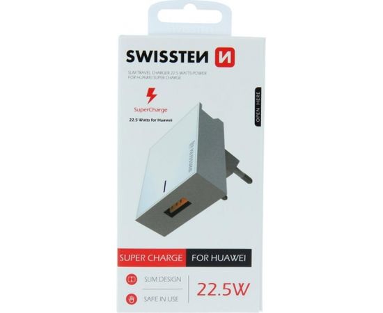 Swissten Premium 22.5W Huawei Super Fast Charge lādētājs 5V / 4.5A (FCP) Balts