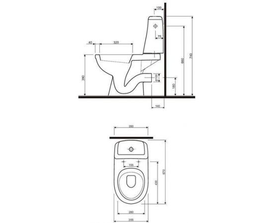 Kolo Solo WC  s ar horizontālu izvadu, tvertne 3/6l ar pievadu no apakšas, cietais vāks