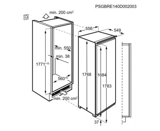AEG SKE818E1DC iebūvējamais ledusskapis 177cm Ledusskapji, iebūvējami