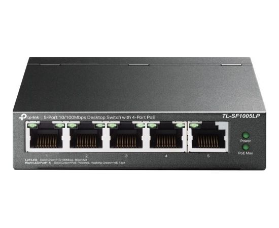 TP-Link TL-SF1005LP Switch Unmanaged, Desktop, 5x10/100Mbps ports, 4xPoE ports, PSU external, Steel case