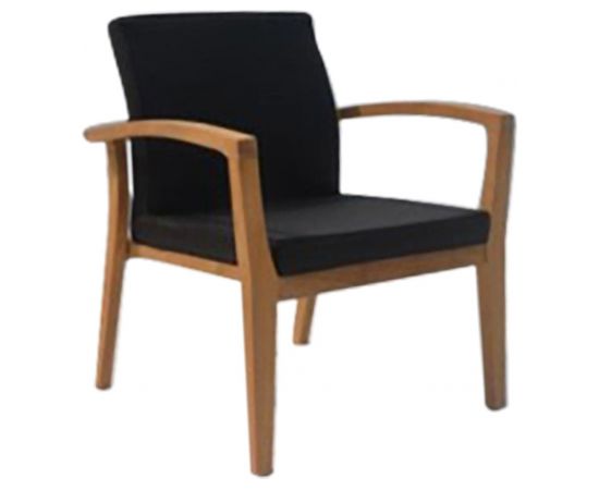 Dārza krēsls ROYAL 64x65xH90cm, sēdeklis: mīksts polsterēts melns tekstils, rāmis un kājas: tīkkoks, viegli pulēts