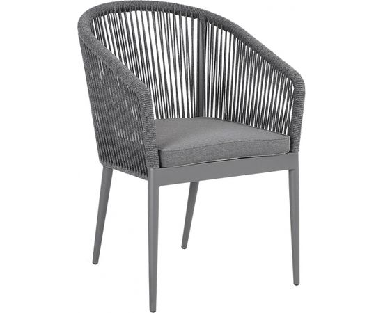 Садовый стул ECCO 57x65xH81см, серая алюминиевая рама с тканой веревкой, серая подушка
