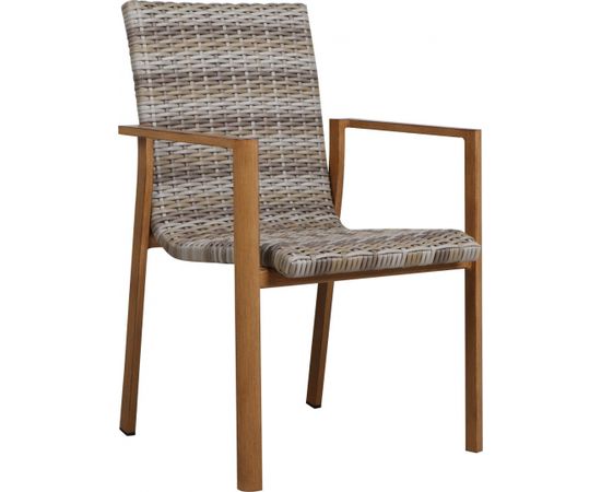 Krēsls CAPTAIN 56x64xH87cm, sēdvieta/ atzveltne: plastikāta pinums, krāsa: pelēki bēšs, kājas: alumīnijs, krāsa: tīkkoks