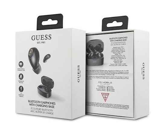 Guess GUTWSJL4GBK Bluetooth 5.0 TWS Bezvadu Austiņas Melnas