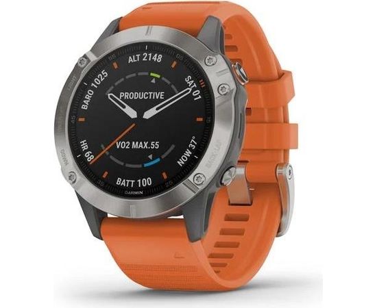 Garmin fenix 6 Sapphire Titanium grey - silver / orange