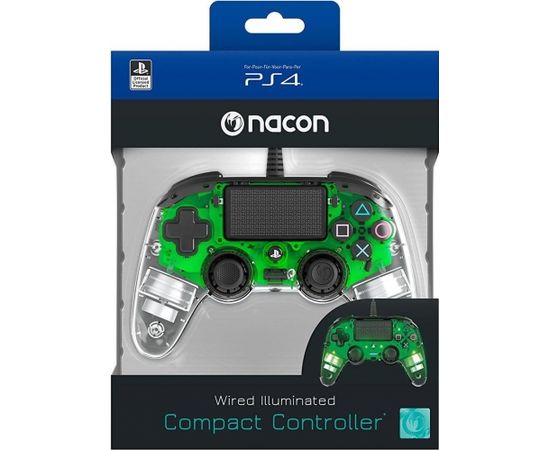 Nacon Compact Controller Wired - Illuminated Green (PS4)