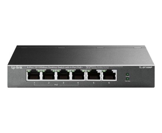 TP-LINK Switch TL-SF1006P Unmanaged, Desktop, 10/100 Mbps (RJ-45) ports quantity 6, PoE+ ports quantity 4, Power supply type External