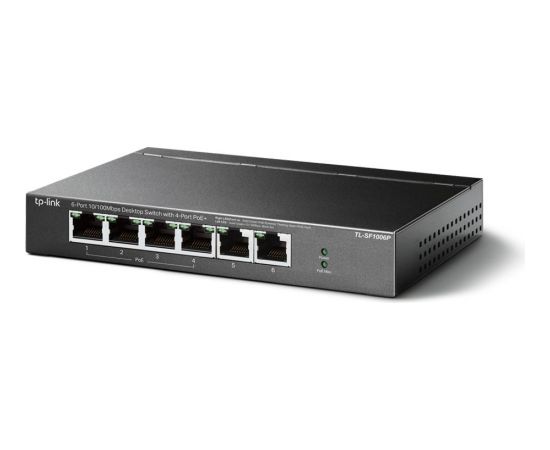 TP-LINK Switch TL-SF1006P Unmanaged, Desktop, 10/100 Mbps (RJ-45) ports quantity 6, PoE+ ports quantity 4, Power supply type External