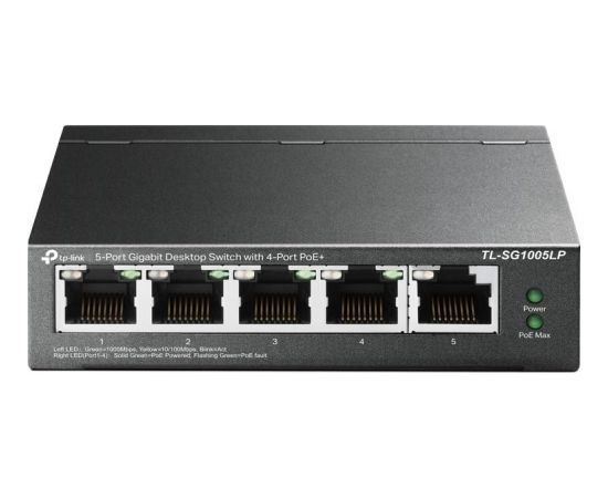 TP-LINK Switch TL-SG1005LP Unmanaged, Desktop, 10/100/1000 Mbit/s, Ethernet LAN (RJ-45) ports 5, PoE+ ports quantity 4, Power supply type External Коммутаторы (Switch)