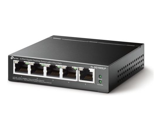 TP-LINK Switch TL-SG1005LP Unmanaged, Desktop, 10/100/1000 Mbit/s, Ethernet LAN (RJ-45) ports 5, PoE+ ports quantity 4, Power supply type External Коммутаторы (Switch)