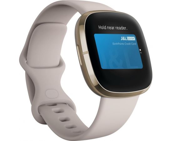 Fitbit Sense, lunar white/soft gold stainless steel