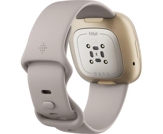 Fitbit Sense, lunar white/soft gold stainless steel