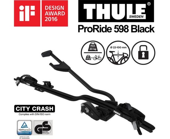 Thule ProRide 598 Black (melns) Velo turētājs uz jumta