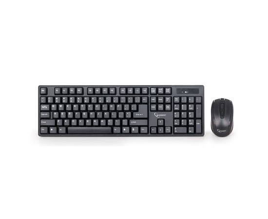 Gembird Keyboard KBS-W-01  Desktop set, Wireless, Keyboard layout US, Black, Mouse included, 390 g, English, Numeric keypad, No, Wireless connection,