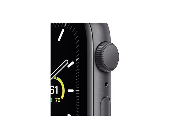 Apple Watch SE GPS, 44mm Space Gray Aluminium Case with Black Sport Band - Regular