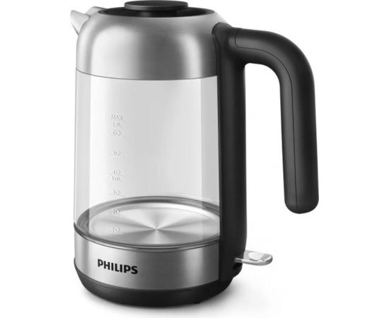 PHILIPS HD9339/80 Tējkanna 1.7L stikla, melna/sudraba