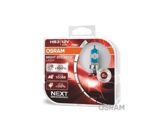 Osram HB3 12V 60W Halogen Headlamp Night Breaker Laser +150% 2gab