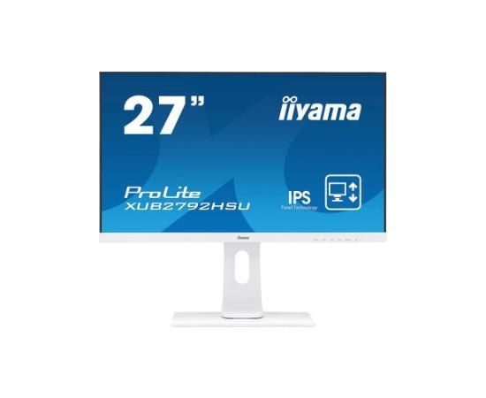 Iiyama 27" ULTRA SLIM LINE , 1920x1080, IPS-panel, 250 cd/m², Blue light + Flicker free, 13cm Height Adj. Stand, Pivot (rotation), Swivel, Tilt, Speakers 2x2W, Headphone connector / XUB2792HSU-W1