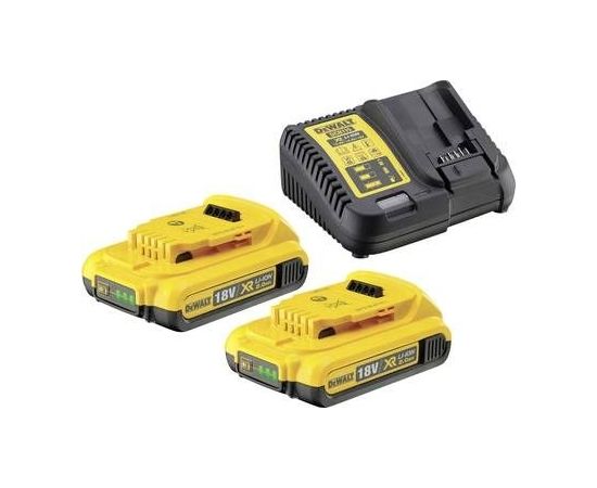 Dewalt XR Multi-voltāžas lādētājs (DCB115) + 2 XR Li-Ion akumulatori 18V 2.0Ah (DCB183)