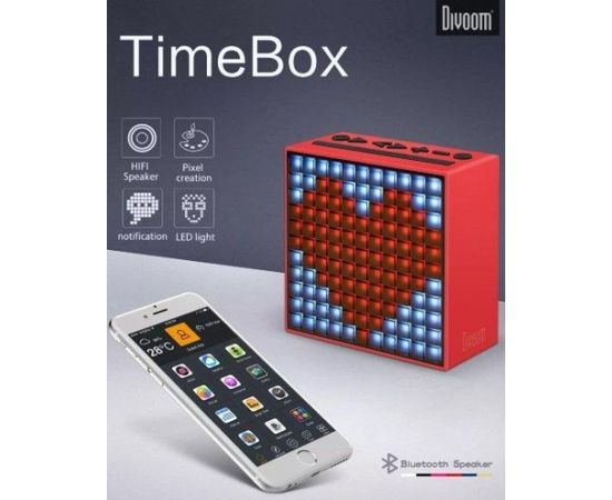 Divoom TimeBox Bluetooth 4.0 Portatīvs Skaļrunis ar LED Displeju / Modinātājs / Aplikācija / Sociālie Tīkli / Termometrs Sarkanas