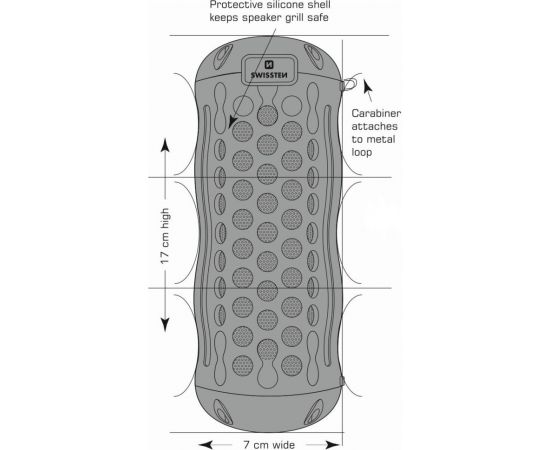 Swissten X-Boom Outdoor IPX5 Carabiner / Silikon Portatīvs Bezvadu Skaļrunis Bluetooth / 10W / 360 Surround / Micro SD / Melna