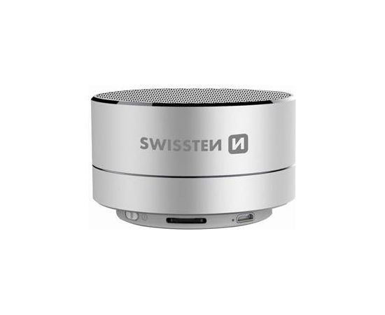 Swissten Bluetooth 4.0 Bezvadu Skaļrunis ar Micro SD / Telefona Zvana Funkcija / Metāla Korpus / 3W / Sudraba