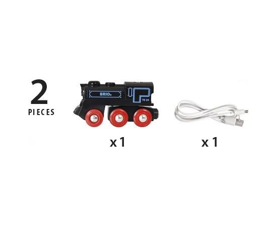 BRIO RAILWAY uzlādējams vilciens ar micro USB kabeli, 33599